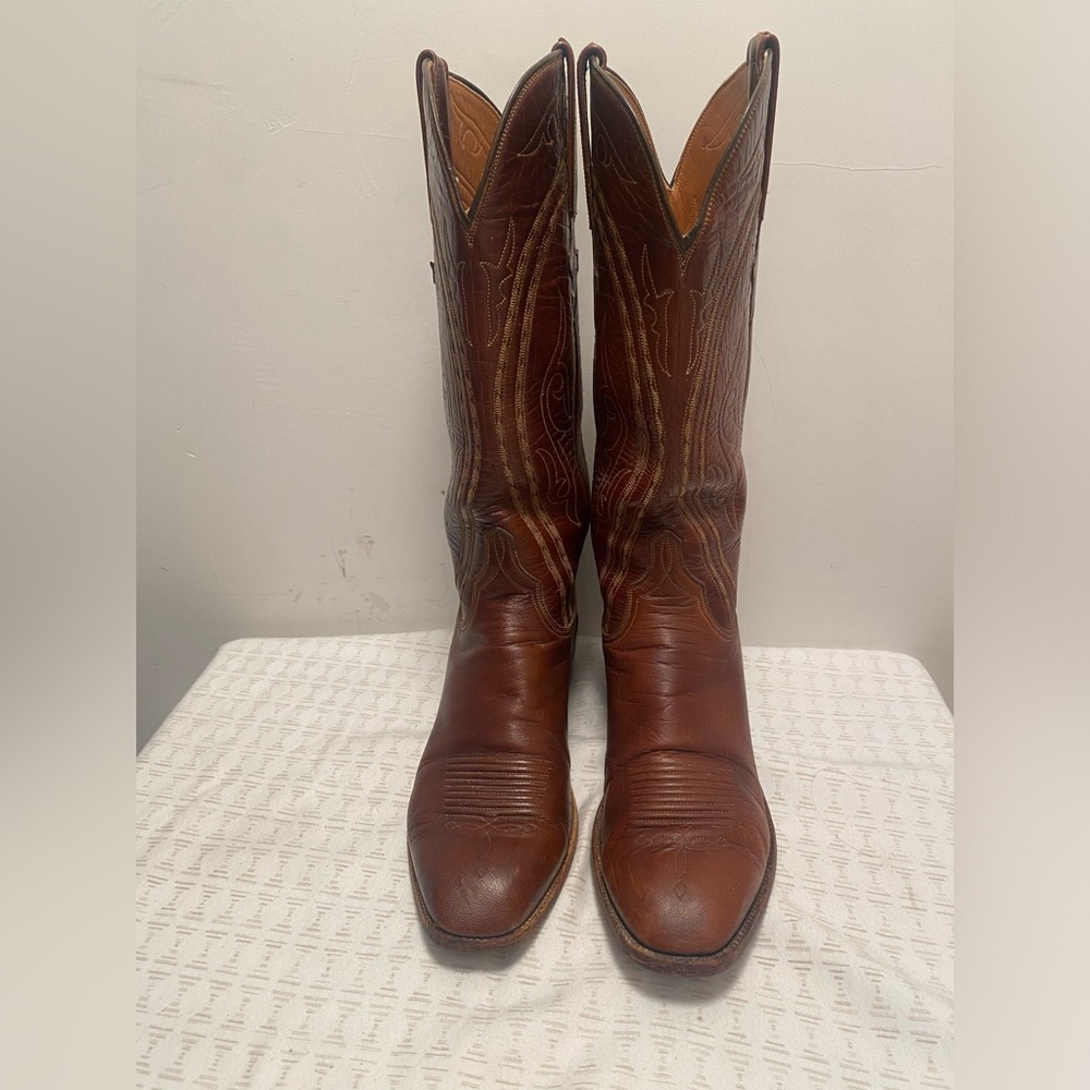 Vintage Lucchese Women’s San Antonio 1883 Redish Brown Western Cowboy Boots 7 C